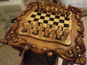 стол шахматный с фигурами резной из дерева - Изображение #3, Объявление #726358